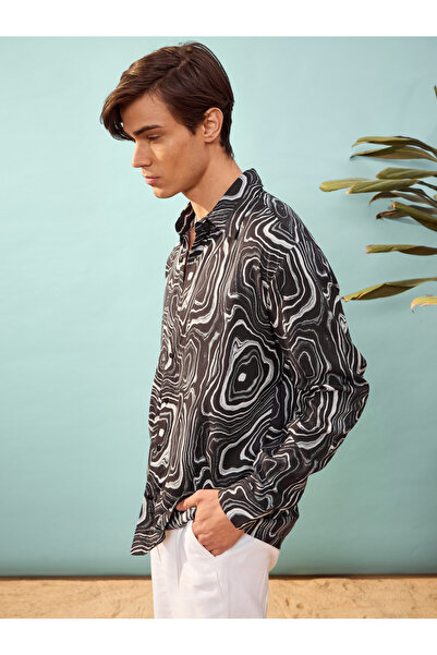 Mascln Sassafras By Styli Marble Print Relaxed Fit Shirt