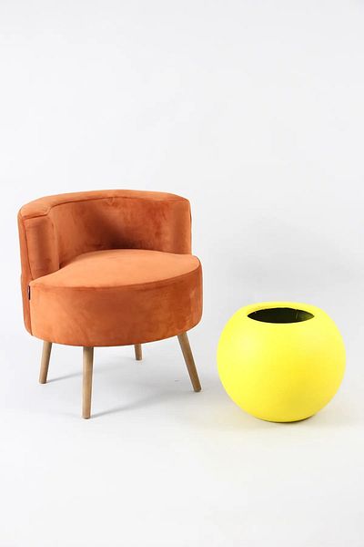Yapay Çiçek Deposu Yellow Concrete Texture - Large Size Fiber Flower Pot Globe Model