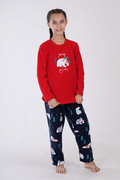 VİENETTA 9-10/15-16 Girl's Fleece Long Sleeve Pajama Set - 305009