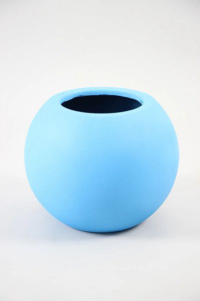 Yapay Çiçek Deposu Large Size Blue Concrete Textured Fiber Flower Pot - Globe Model