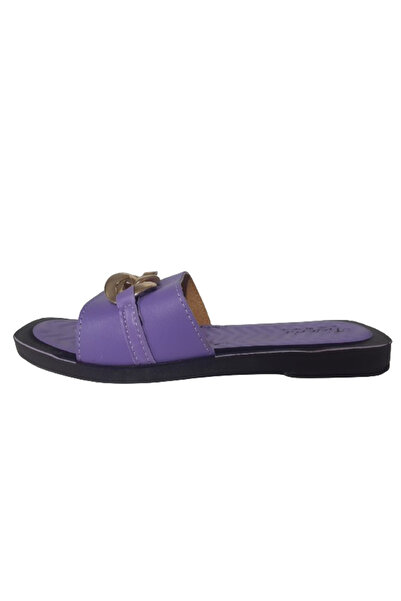 Victoria Κομψές καθημερινές γυναικείες παντόφλες με μωβ αλυσίδα - λεπτή σόλα vcry3201-22