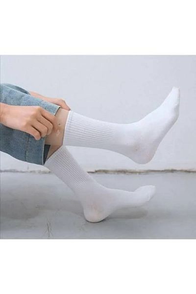 PİERLES 6 Συσκευασία Unisex Λευκές Κάλτσες -p01