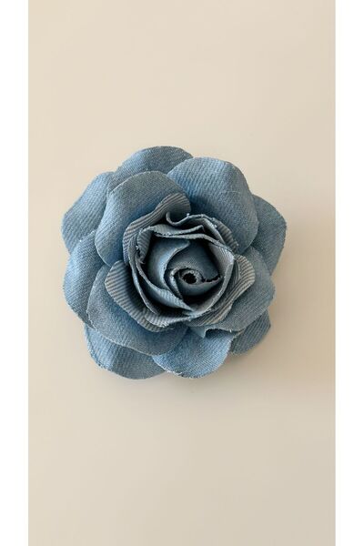 Âlâ Atelier İğneli Kot Kumaş Çiçek Broş Kot Gül Broş