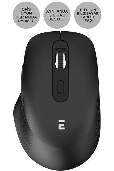 Everest Sm09 Siyah 3 Cihaz Desteği 2.4G+BT1+BT2 Android-IosPc Uymlu Ofis-Oyun Bluetooth Mouse Kablosuz Mouse