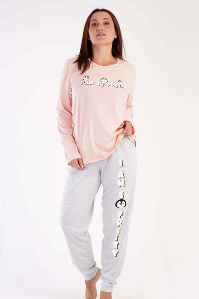 VİENETTA Long Sleeve Women's Pajama Set - Large Size, 303285