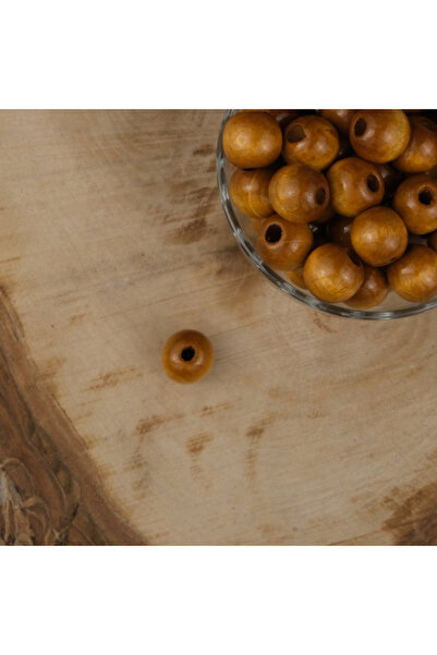 Prestij Boncuk 16 мм лаковані кавові дерев'яні намистини - 1 кг з обробкою