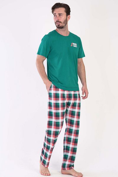 VİENETTA Men's Short Sleeve Cotton Pajama Set - 305041