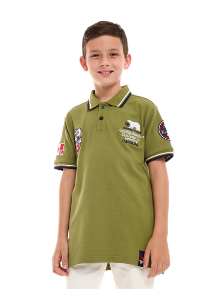 Victor and Jane By Styli Embroidered Polo T-Shirt with Buttons