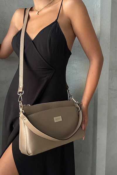 DERKON Oxnova model mink Colored Genuine Leather Crossbody Bag - Hem Sleeve Design