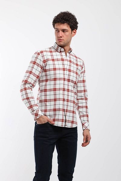 Keep Out Men's Long Sleeve Plaid Shirt Tile