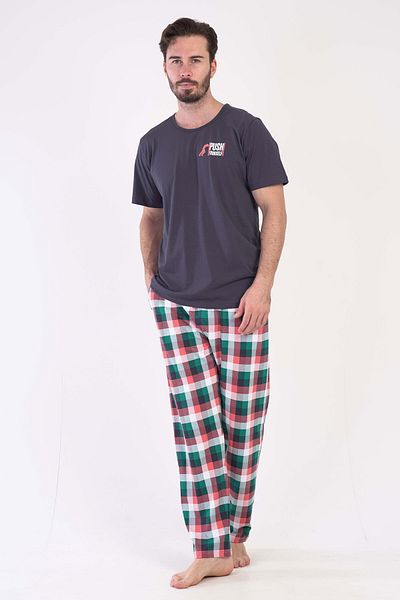VİENETTA Men's Short Sleeve Cotton Pajama Set - 305041