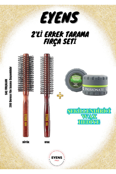 EYENS Set de perii profesionale pentru bărbați - cadou cu ceară în borcan de 150 ml (2 bucăți)