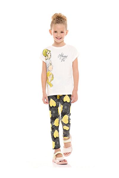 Victor and Jane By Styli Girl Graphic Top & Heart Print Leggings Set