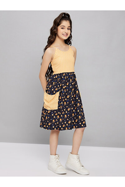 Stylo Bug By Styli Striped Printed Strappy A-Line Dress