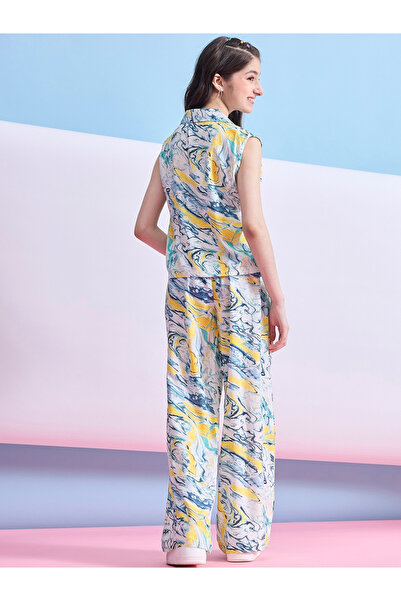 Stylo Bug By Styli Marble Print Patch Pocket Top & Pants Set