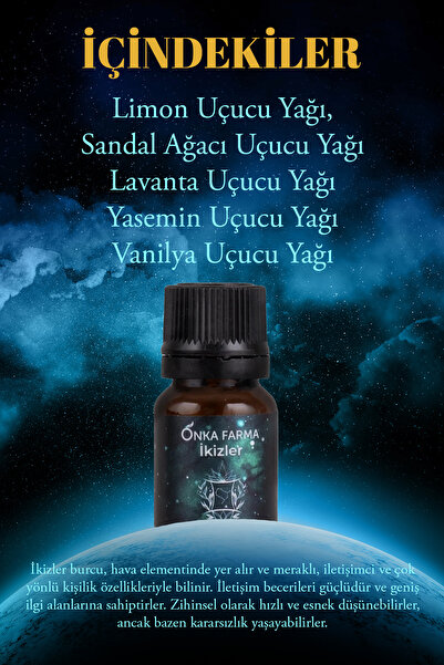 OnkaFarma Onka Farma Ikizler Burcu Uçucu Yağ Karışımı 10 ml - Burç Serisi Aromaterapi