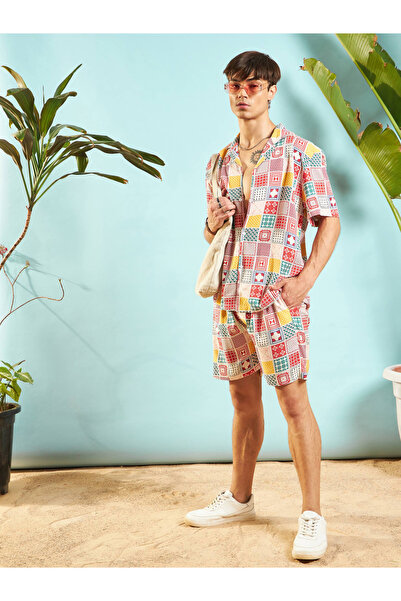 Mascln Sassafras By Styli Geo Print Relaxed Fit Shirt & Shorts Co-Ords