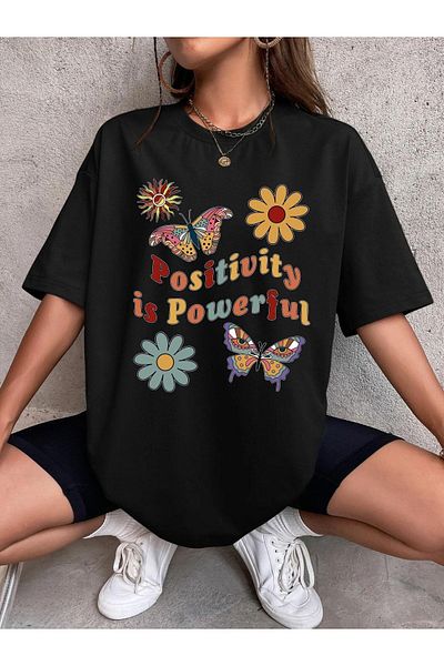 VASK Unisex POSITIVITY Μπλουζάκι με στάμπα Oversize