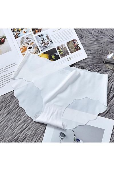 SWEETKORSE Ultra Thin Ice Silk Panties - Micro Transparent Elastic, Laser Cut, Non-Marking Corset, White