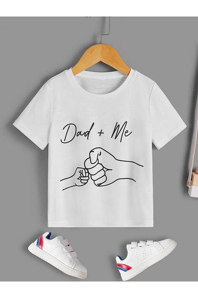 VASK Tricou pentru copii unisex, confortabil din bumbac, cu imprimeu DAD + ME