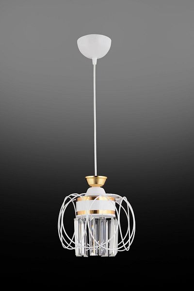 KARDELEN AYDINLATMA AVİZE Pendant Lamp Tray White Single Sapphire Yellow Crystal Stone Downward Facing Luxury Chandelier