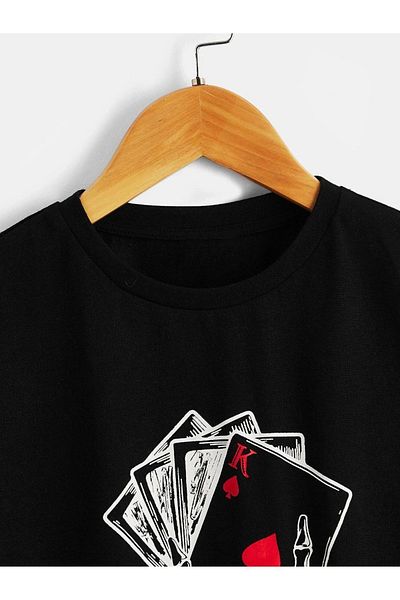 VASK Unisex Comfortable Cotton Card-Skeleton Printed Children's T-shirt