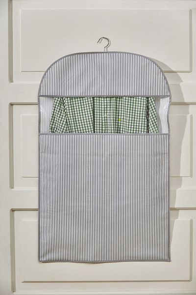 PRENDİ HOME طقم غطاء ملابس رمادي مخطط - غطاء ملابس وحمل غامبوش 60x100