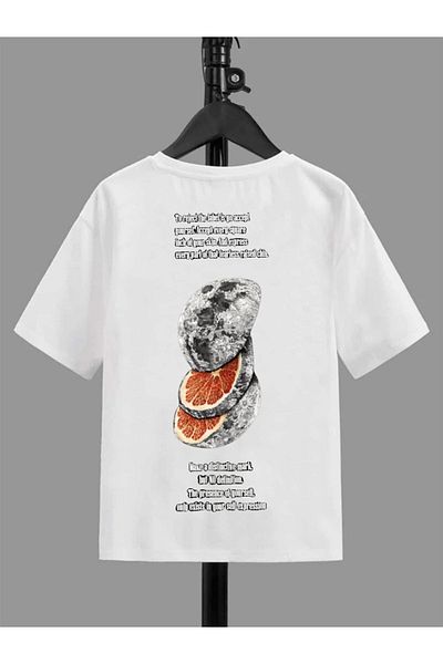 VASK Unisex Άνετο Παιδικό μπλουζάκι από βαμβακερό εμπριμέ λευκό