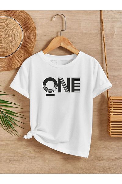 VASK Unisex Άνετο Παιδικό μπλουζάκι από βαμβακερό εμπριμέ λευκό