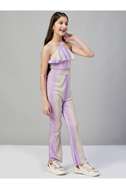 Stylo Bug By Styli Plisse Halter Neck Crop Top & Pants Set