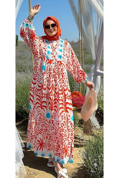 nizzell Ethnic Patterned Premium Viscose Dress - Summer Long Women's Viscose Nizzell