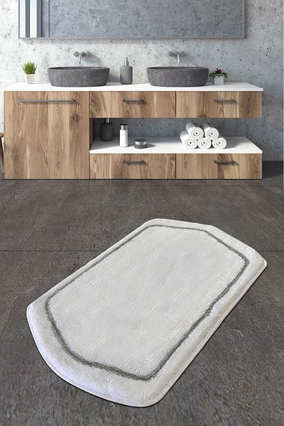 Chilai Home Ακρυλικό χαλί μπάνιου Genom Λευκό 70x120