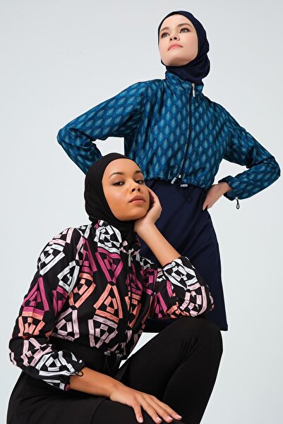 ALFASA Μαγιό Crop Hijab με ροζ σχέδιο - Full Covered 23260-23