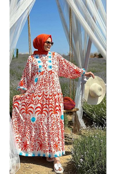 nizzell Ethnic Patterned Premium Viscose Dress - Summer Long Women's Viscose Nizzell