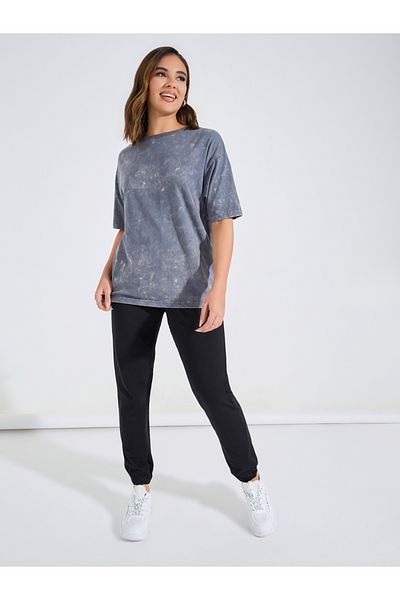 Styli Acid Wash T-Shirt with Joggers Co-Ord Set