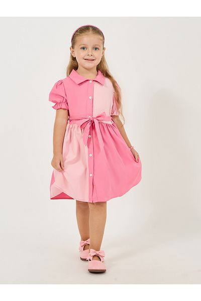 Styli Color Block Puff Sleeves Shirt Dress