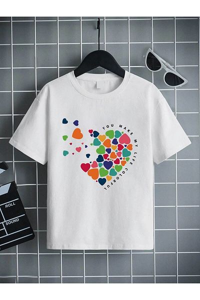 VASK Unisex Comfortable Fit Βαμβακερό εμπριμέ μαύρο παιδικό μπλουζάκι