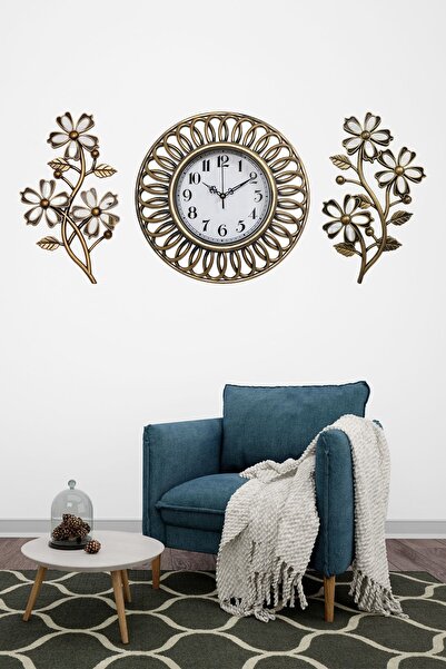 Time Gold 3'lü Aynalı Duvar Saati