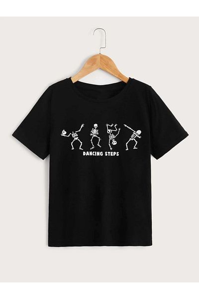 VASK Unisex Comfortable Cotton Dancing Steps Printed Children's T-shirt