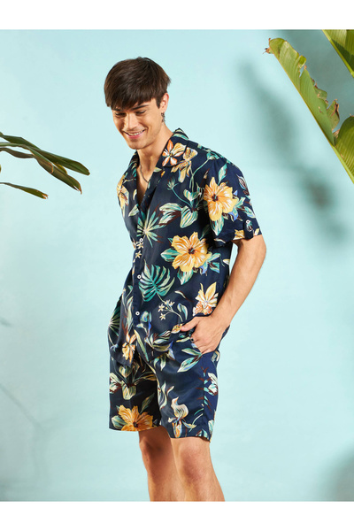 Mascln Sassafras By Styli Tropical Print Relaxed Fit Shirt & Shorts Co-Ords