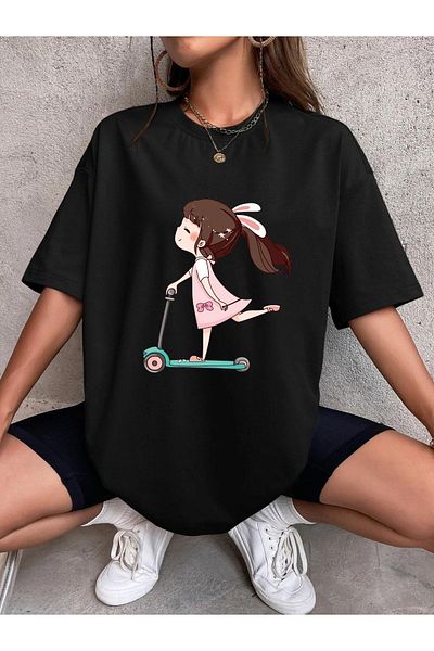 VASK Unisex CUTE GIRL εμπριμέ μπλουζάκι Oversize