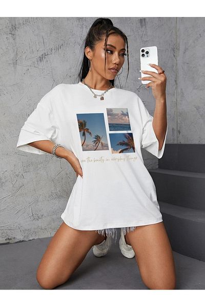 VASK Unisex ΤΟΠΟΓΡΑΦΙΚΟ εμπριμέ μπλουζάκι Oversize