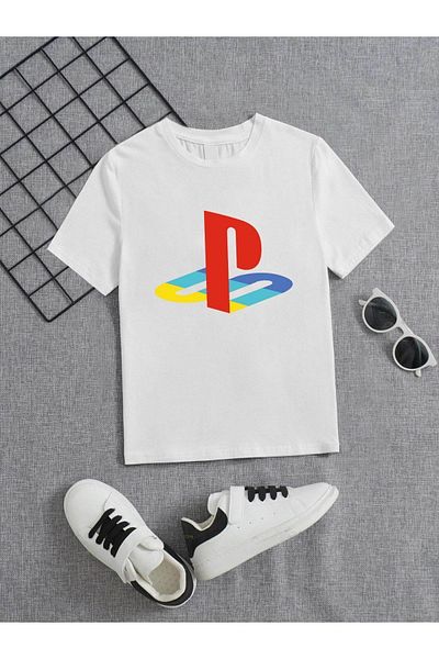 VASK Tricou pentru copii, unisex, confortabil, alb, imprimat din bumbac