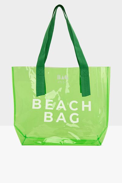 Bagmori Green Women's Beach Bag Printed Transparent Beach Bag M000007257