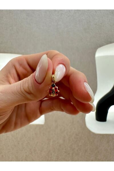KRAFTIVA JEWELRY 14 Ayar Altın Mineli Uğur Böceği Kolye Ucu