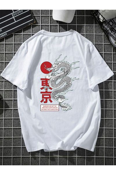MODADEER Unisex Red Dragon Oversize Tshirt