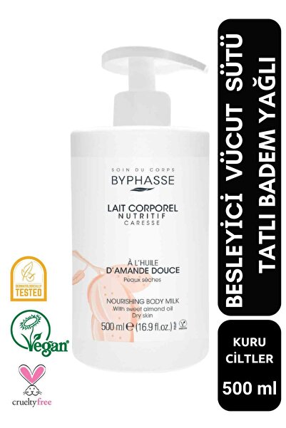 BYPHASSE Tatlı Badem Yağlı Besleyici Vücut Sütü Pratik Pompalı Ambalaj 500ml