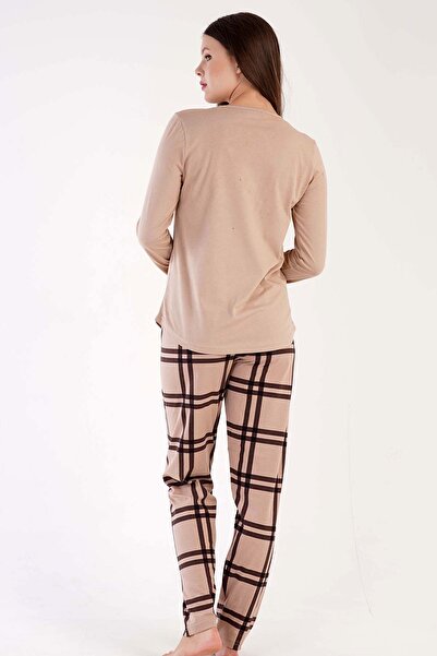 VİENETTA Long Sleeve Cotton Women's Pajama Set - 304096
