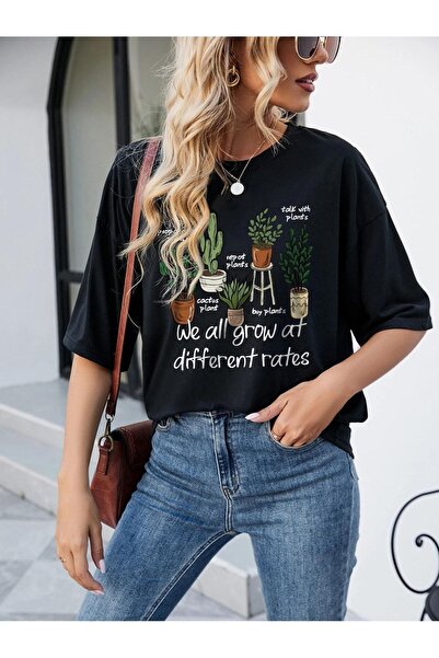 VASK Unisex CACTUS Printed Oversize T-Shirt