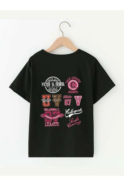 VASK Children's Oversize Unisex Multiple Back Cotton Crew Neck T-Shirt